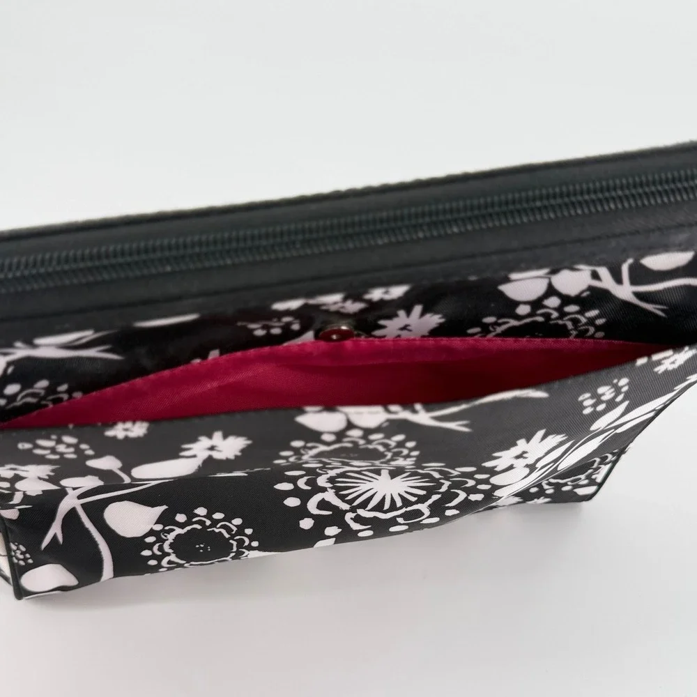 THIRTY-ONE Black White Floral Cosmetic Bag Travel Makeup Organizer
